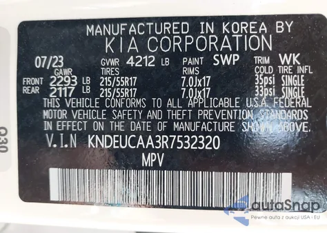 2024 Kia Seltos S z USA, uszkodzony, nr VIN KNDEUCAA3R7532320